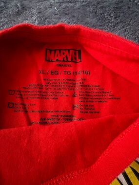 Marvel Red Youth Graphic Tee with Black Logo